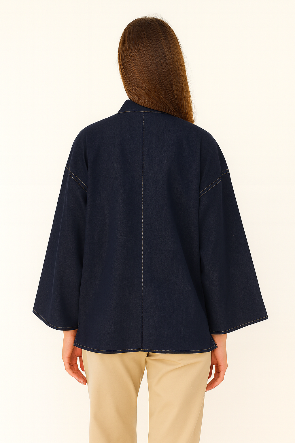 Tunique Kimono en Denim – Élégance Minimaliste