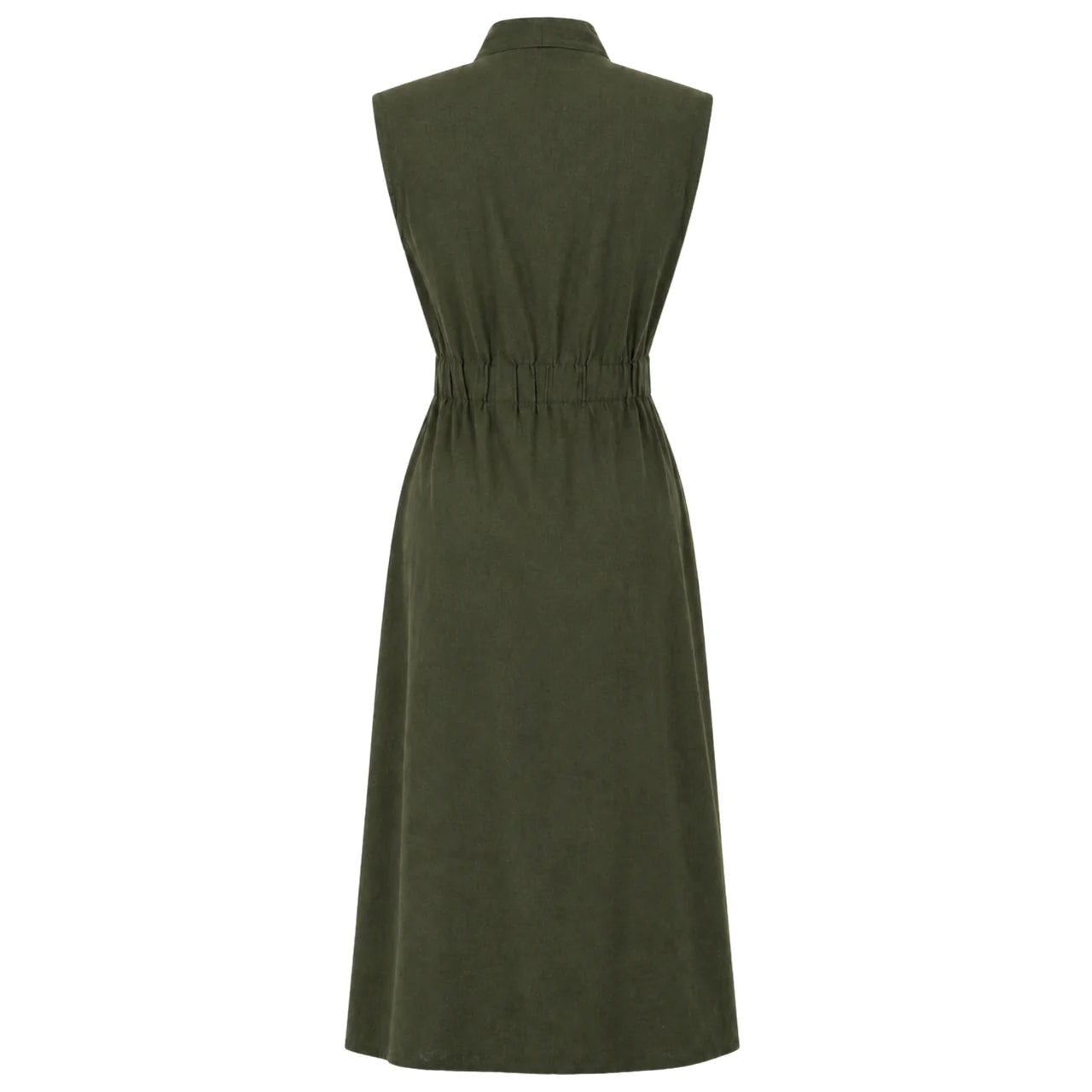 Robe Longue en Lin  – Vert Olive Élégant