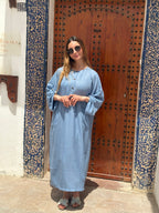 Robe longue boutonnée bohème en lin