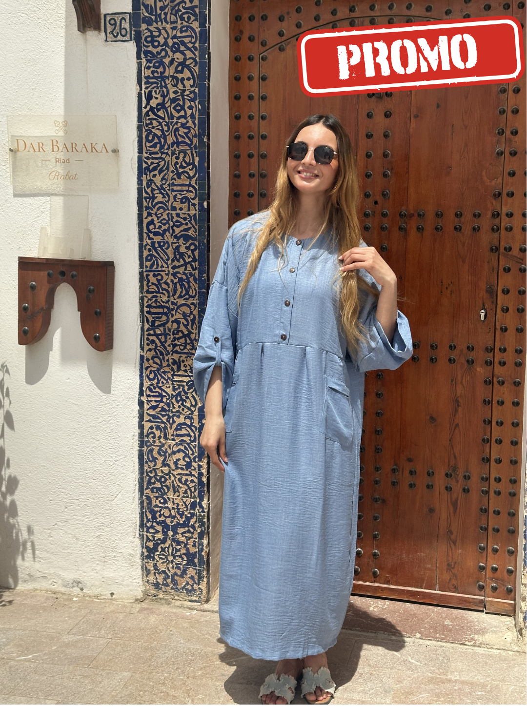 Robe longue boutonnée bohème en lin