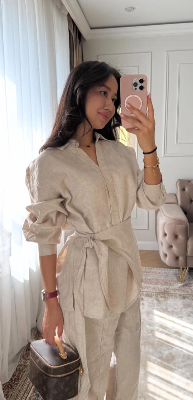 Beige Linen Chic Set – Confort & Style