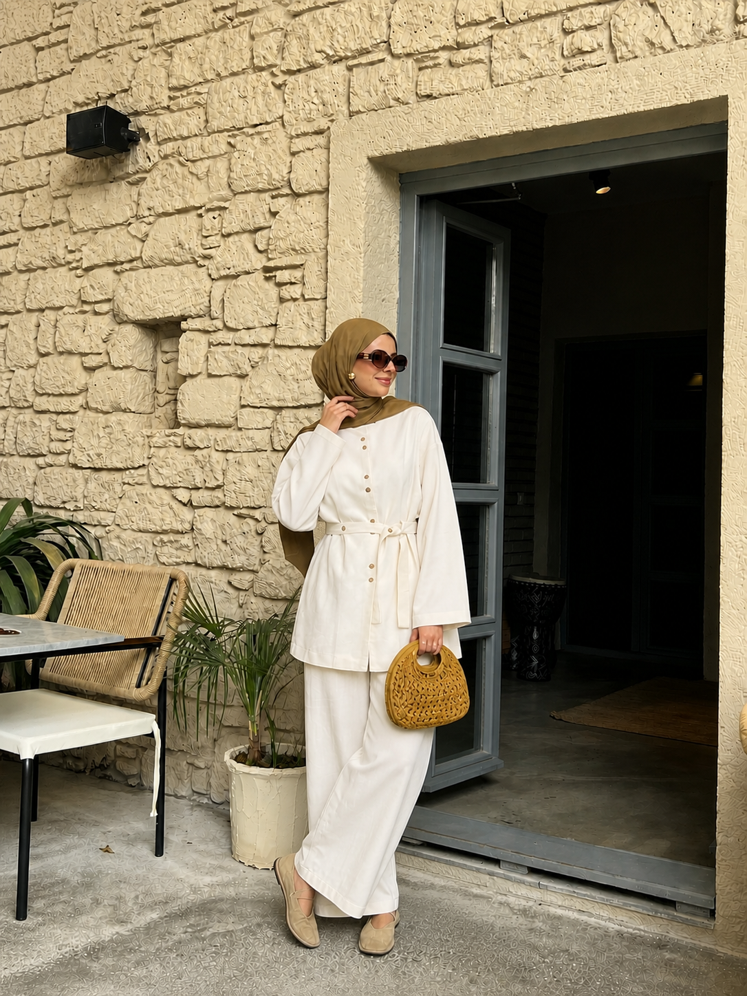 Ensemble en lin boutonné – Élégance naturelle